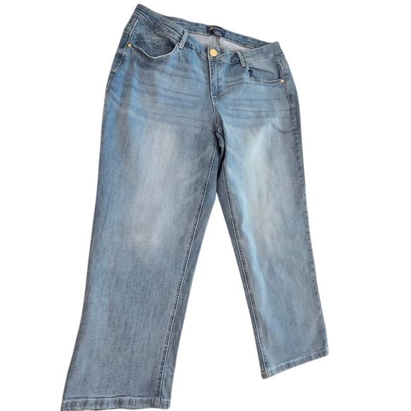 DEMOCRACY Blue Light Wash Ab Solution High Rise Straight Denim Jeans 18Wx27 - Picture 7 of 11